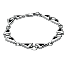 Sterling Silver Whitby Jet Triangular Freeform Bracelet B256