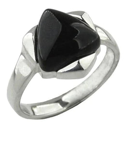 Sterling Silver Whitby Jet Triangular Part Set Ring