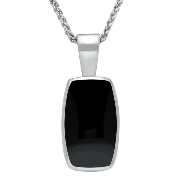 Sterling Silver Whitby Jet Barrel Shaped Necklace, P025