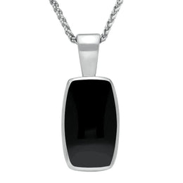 Sterling Silver Whitby Jet Barrel Shaped Necklace, P025