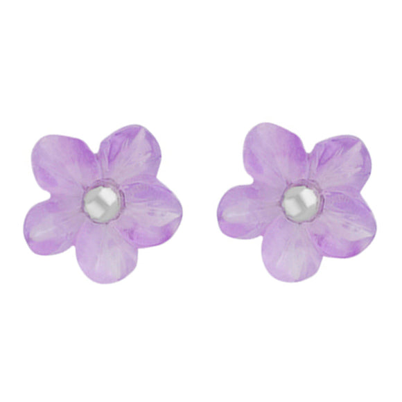 Sterling Silver Amethyst Tuberose 8mm Desert Rose Stud Earrings