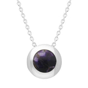 Sterling Silver Blue John Round Framed Necklace, P1148.