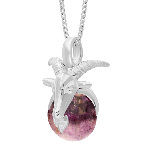 Sterling Silver Blue John Zodiac Capricorn 10mm Bead Pendant