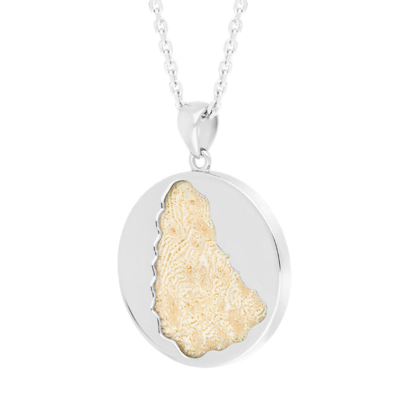 Sterling Silver Coquina 24mm Barbados Island Disc Necklace, P2590C