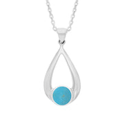 Sterling Silver Turquoise Teardrop Necklace. P086