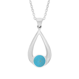 Sterling Silver Turquoise Teardrop Necklace. P086