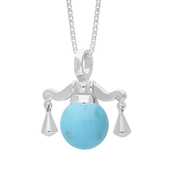 Sterling Silver Turquoise Zodiac Libra 10mm Bead Pendant, P3617.