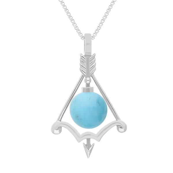 Sterling Silver Turquoise Zodiac Sagittarius 10mm Bead Pendant, P3619.