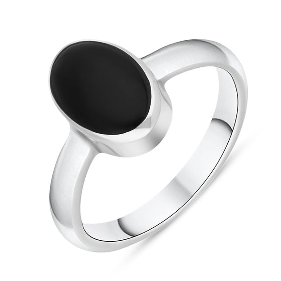Sterling Silver Whitby Jet Heritage Oval Shaped Ring. R499.