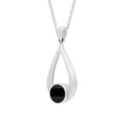 Sterling Silver Whitby Jet Teardrop Necklace. P086.