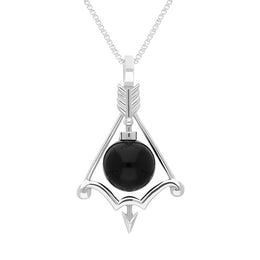 Sterling Silver Whitby Jet Zodiac Sagittarius 10mm Bead Pendant, P3619.