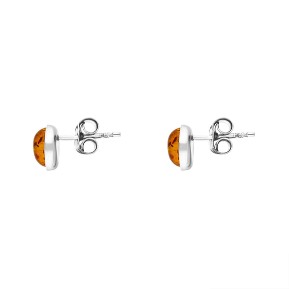 Sterling Silver Amber Oval Stud Earrings D