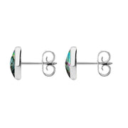 Sterling Silver Abalone 8mm Classic Large Round Stud Earrings, e004
