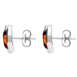 Sterling Silver Amber Double Stone Stud Earrings. E1805.