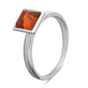 Sterling Silver Amber Square Stacking Ring, R1231