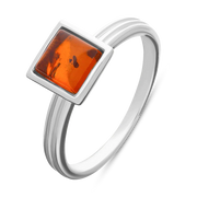 Sterling Silver Amber Square Stacking Ring, R1231_2