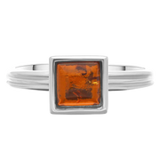 Sterling Silver Amber Square Stacking Ring, R1231_3