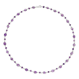 Sterling Silver Amethyst Bead Chain Link Necklace, N952_16.