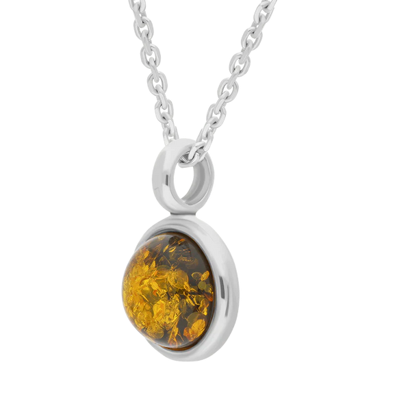 Sterling Silver Baltic Amber 13mm Round Pendant, P215_2