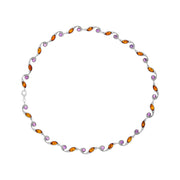 Sterling Silver Baltic Amber Amethyst Marquise and Round Link Necklace. N588_AME
