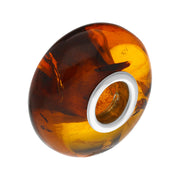 Sterling Silver Baltic Amber Polished Bead Charm. AM009