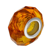 Sterling Silver Baltic Amber Faceted Bead Charm. AM006