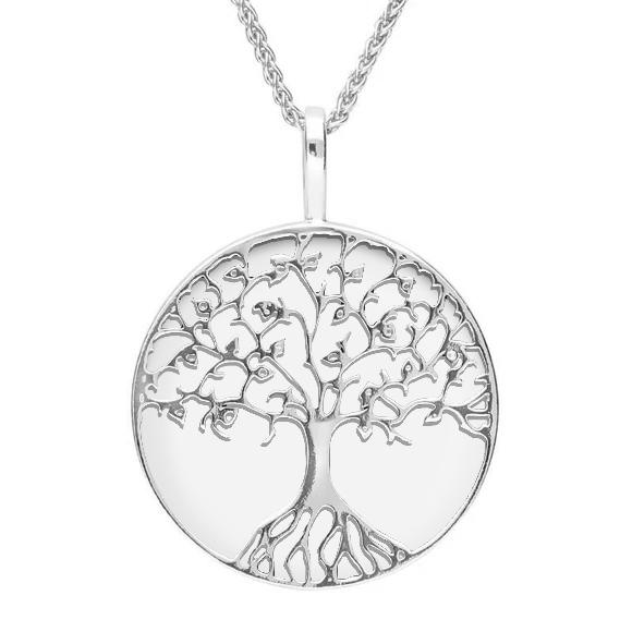 Sterling Silver Bauxite Round Tree Of Life Necklace, P3146.