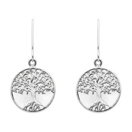 Sterling Silver Bauxite Round Tree of Life Drop Earrings, E2429.