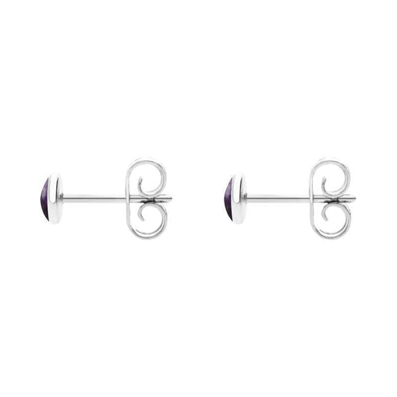 Sterling Silver Blue John 4mm Classic Small Round Stud Earrings, E001.