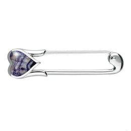 Sterling Silver Blue John Heart Safety Pin Brooch, M304