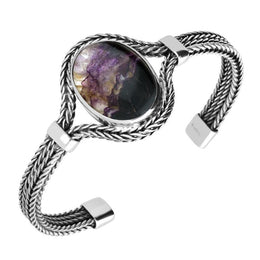 Sterling Silver Blue John Oval Foxtail Bangle B1013