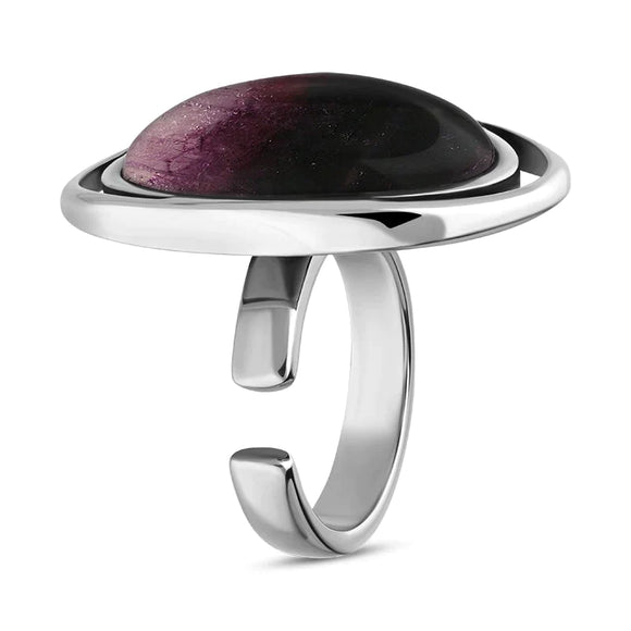 Sterling Silver Blue John Oval Split Frame Statement Ring, R517