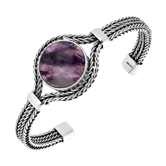 Sterling Silver Blue John Round Foxtail Bangle B1014