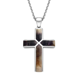 Sterling Silver Blue John Segmented Cross Necklace, P1866.