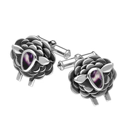 Sterling Silver Blue John Sheep Cufflinks, CL547.
