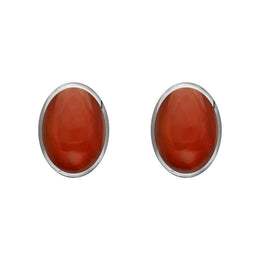 Sterling Silver Carnelian 7 x 5mm Classic Small Oval Stud Earrings, E005