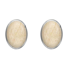 Sterling Silver Coquina 8 x 10mm Classic Large Oval Stud Earrings, E007