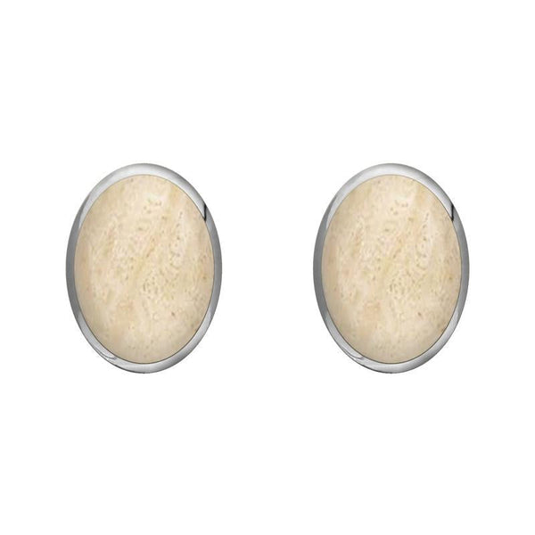 Sterling Silver Coquina 8 x 6mm Classic Medium Oval Stud Earrings, E006