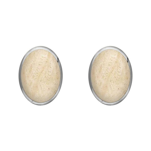 Sterling Silver Coquina 8 x 6mm Classic Medium Oval Stud Earrings, E006