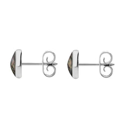 Sterling Silver Dark Mother of Pearl 6mm Classic Medium Round Stud Earrings, E003