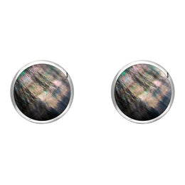 Sterling Silver Dark Mother of Pearl 8mm Classic Large Round Stud Earrings, e004