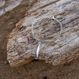 Sterling Silver Emma Stothard Silver Darling Amber Float Charm Bracelet, B1204.