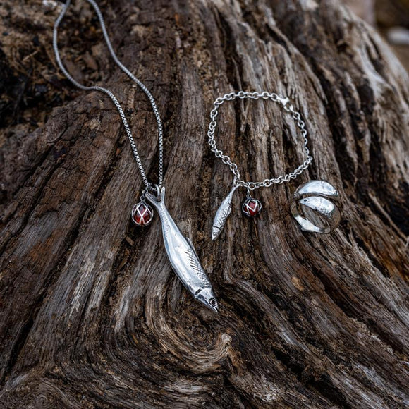 Sterling Silver Emma Stothard Silver Darling Amber Float Charm Bracelet, B1204.