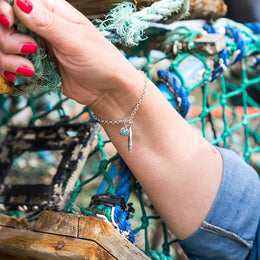 Sterling Silver Emma Stothard Silver Darling Turquoise Float Charm Bracelet, B1204.