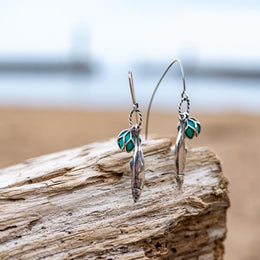 Sterling Silver Emma Stothard Silver Darling Turquoise Float Charm Hook Earrings, E2582.