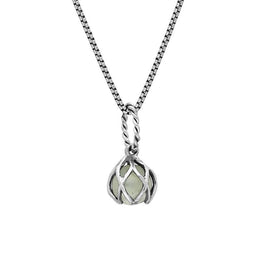 Sterling Silver Green Quartz Emma Stothard Silver Darling 6mm Float Charm Necklace, P3584.