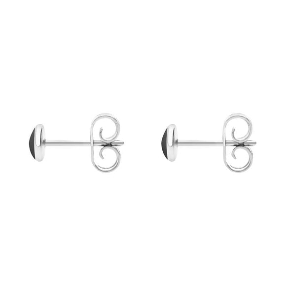 Sterling Silver Hematite 4mm Classic Small Round Stud Earrings, E001