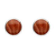 Sterling Silver Jasper 6mm Classic Medium Round Stud Earrings, E003