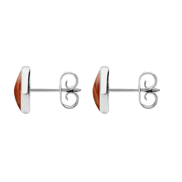 Sterling Silver Jasper 8mm Classic Large Round Stud Earrings, e004