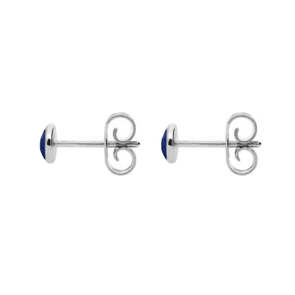 Sterling Silver Lapis Lazuli 4mm Classic Small Round Stud Earrings, E001